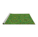 Sideview of Machine Washable Transitional Seaweed Green Rug, wshpat3698grn