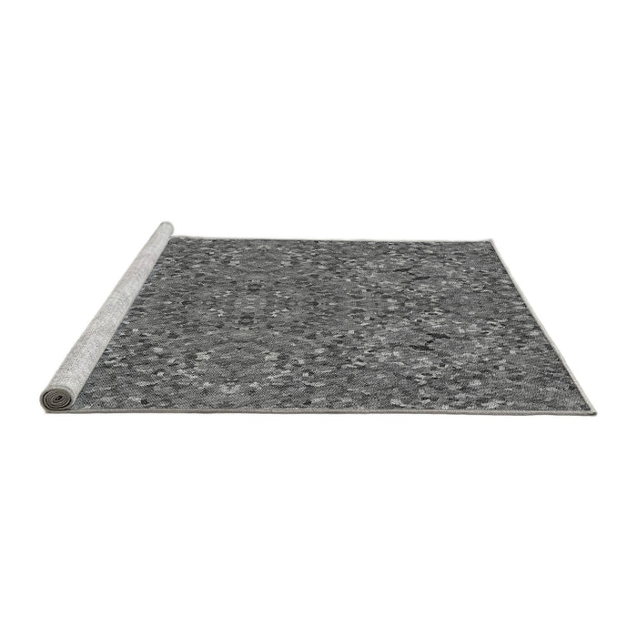 Sideview of Machine Washable Transitional Gunmetal Gray Rug, wshpat3698gry