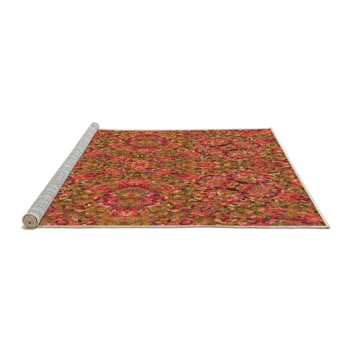 Sideview of Machine Washable Transitional Orange Rug, wshpat3698org