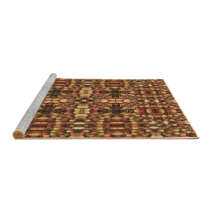 Sideview of Machine Washable Transitional Orange Rug, wshpat3699brn