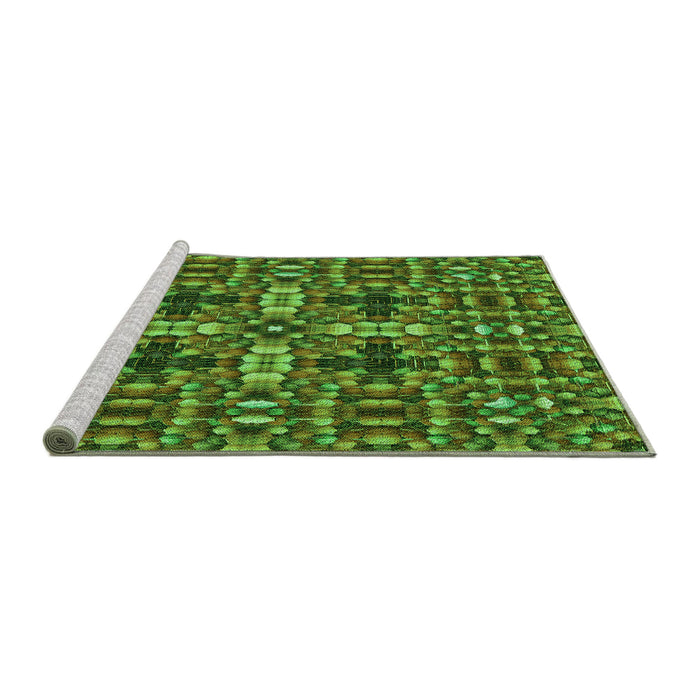 Sideview of Machine Washable Transitional Army Green Rug, wshpat3699grn