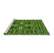 Sideview of Machine Washable Transitional Army Green Rug, wshpat3699grn