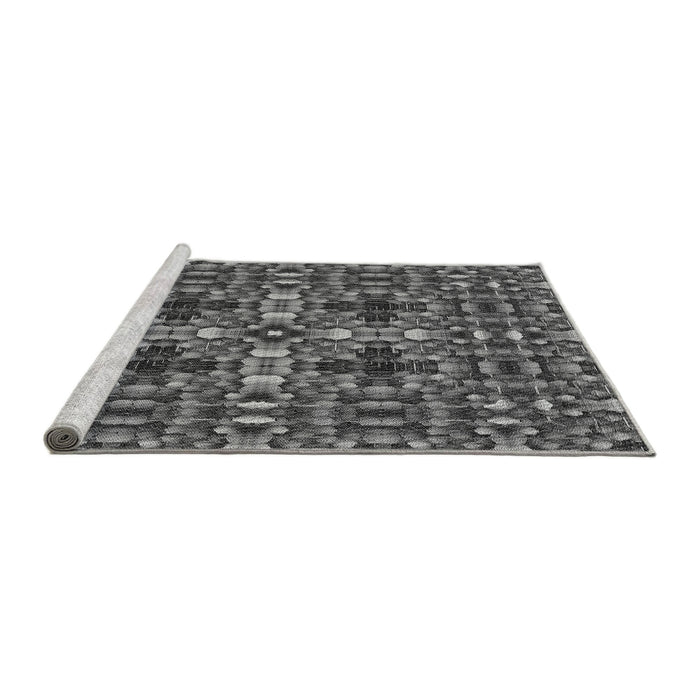 Sideview of Machine Washable Transitional Black Rug, wshpat3699gry