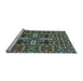 Sideview of Machine Washable Transitional Green Rug, wshpat3699lblu