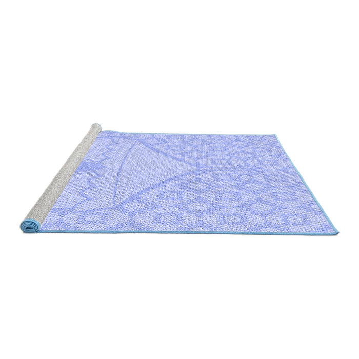 Machine Washable Transitional Sky Blue Rug in a Bedroom, wshpat37blu