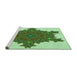 Sideview of Machine Washable Transitional Light Green Rug, wshpat3701grn