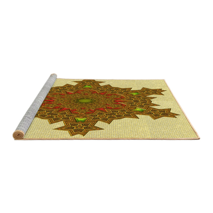Sideview of Machine Washable Transitional Dark Bisque Brown Rug, wshpat3701yw