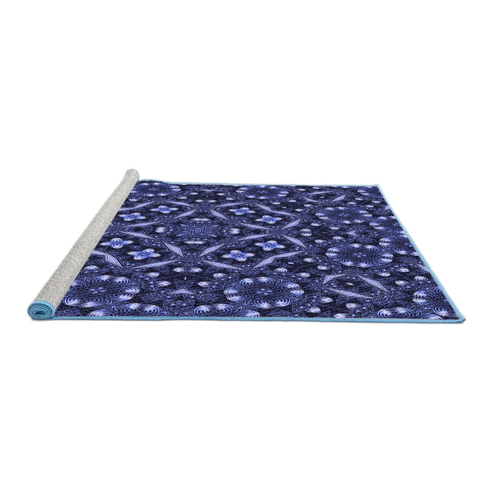 Sideview of Machine Washable Transitional Night Blue Rug, wshpat3705blu