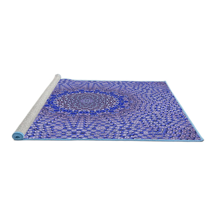 Sideview of Machine Washable Transitional Purple Mimosa Purple Rug, wshpat3706blu