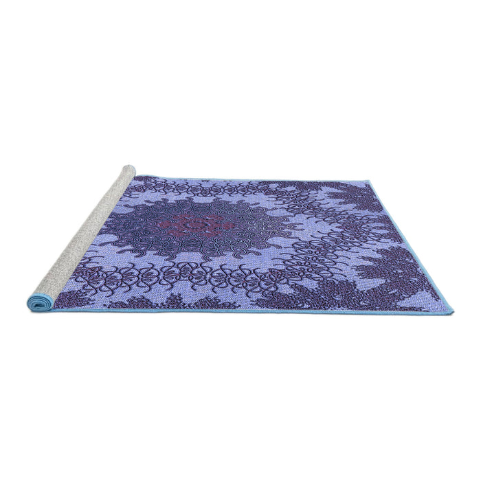 Sideview of Machine Washable Transitional Sky Blue Rug, wshpat3707blu