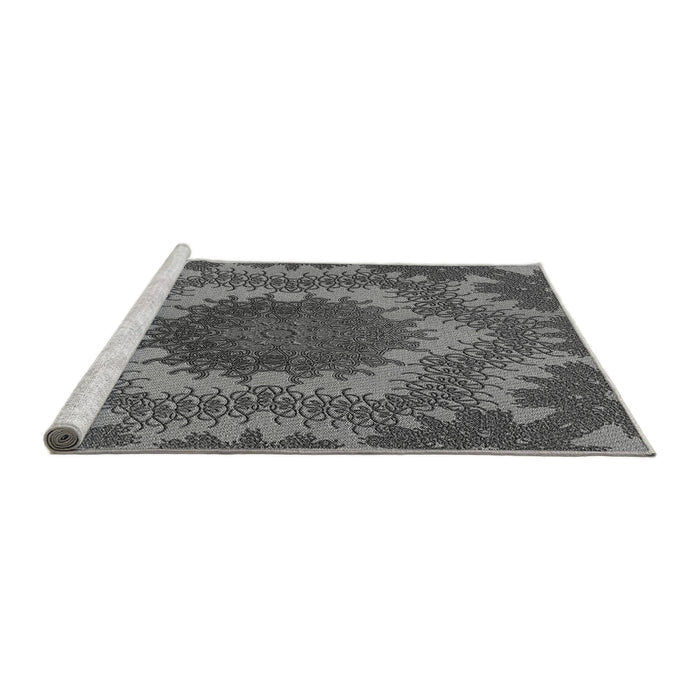 Sideview of Machine Washable Transitional Gunmetal Gray Rug, wshpat3707gry