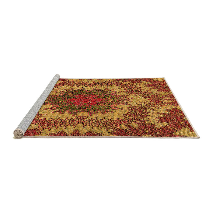 Sideview of Machine Washable Transitional Tomato Red Rug, wshpat3707org