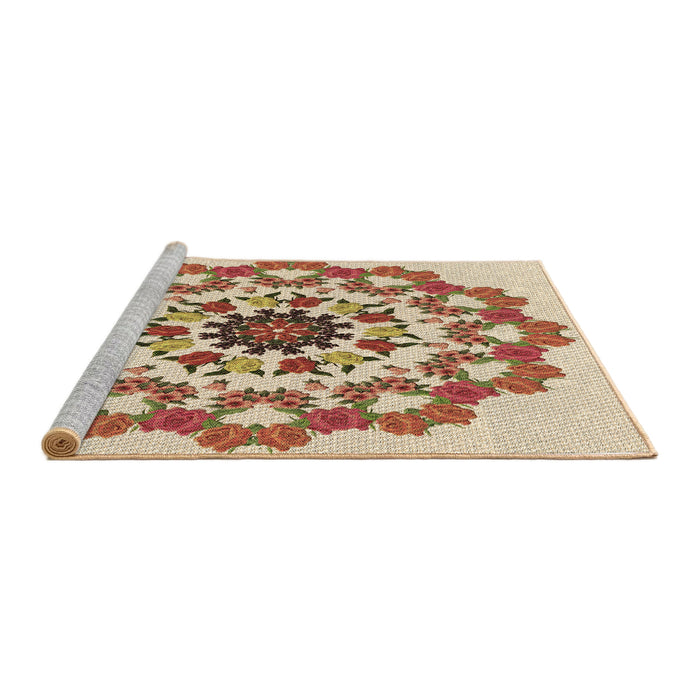 Sideview of Machine Washable Transitional Khaki Gold Rug, wshpat3708brn