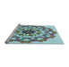 Sideview of Machine Washable Transitional Blue Rug, wshpat3708lblu