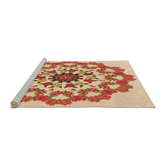 Sideview of Machine Washable Transitional Khaki Gold Rug, wshpat3708org