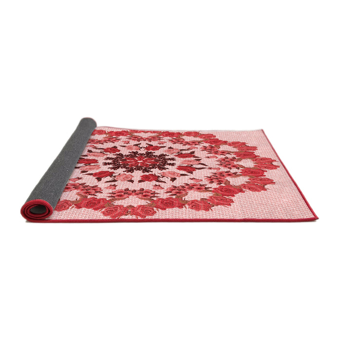 Thickness of Patterned Deep Rose Pink Rug, pat3708rd