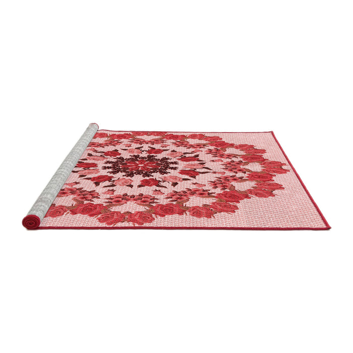 Sideview of Machine Washable Transitional Deep Rose Pink Rug, wshpat3708rd