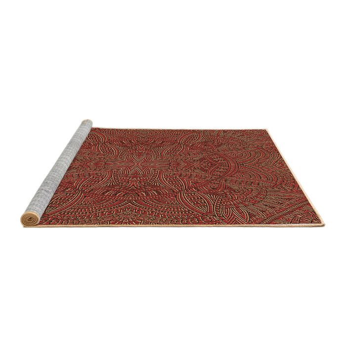 Sideview of Machine Washable Transitional Red Rug, wshpat3709brn