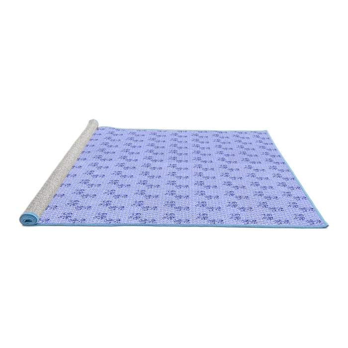 Sideview of Machine Washable Transitional Sky Blue Rug, wshpat371blu