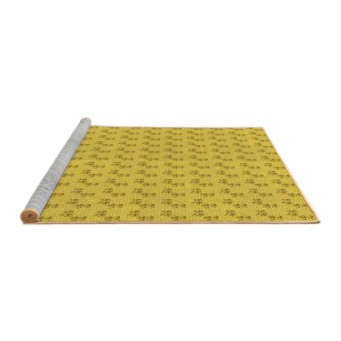Sideview of Machine Washable Transitional Golden Yellow Rug, wshpat371yw
