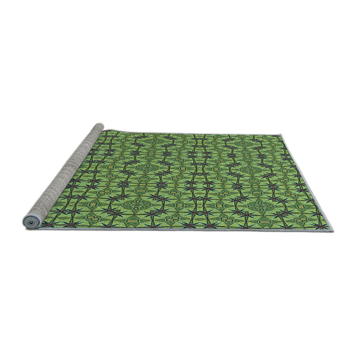 Sideview of Machine Washable Transitional Medium Forest Green Rug, wshpat3710lblu