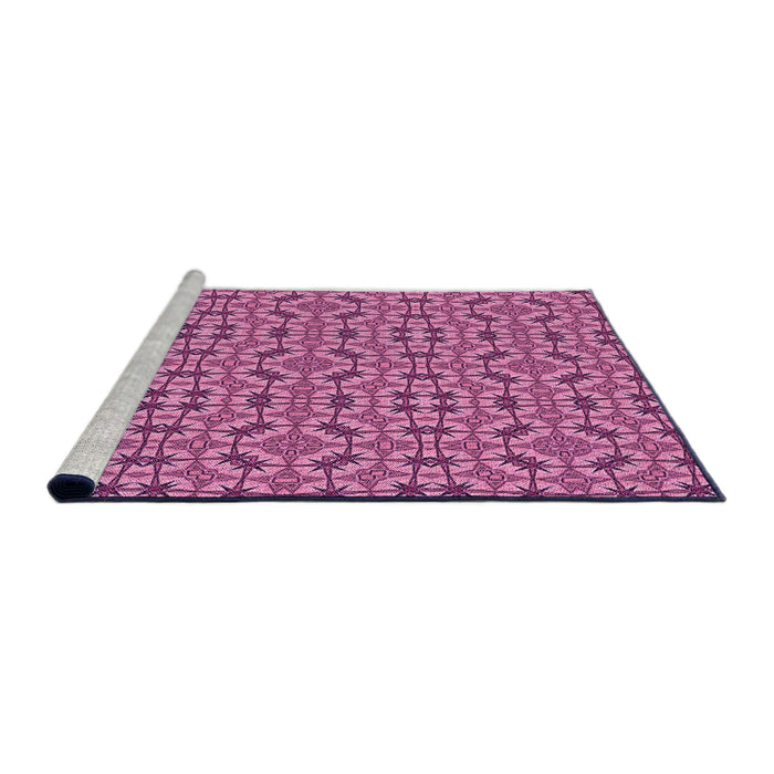 Sideview of Machine Washable Transitional Dark Pink Rug, wshpat3710pur
