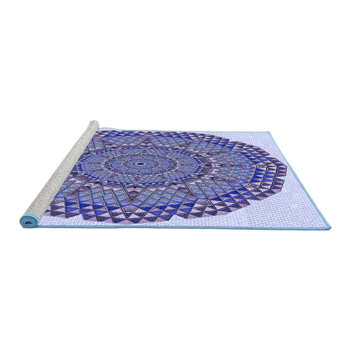 Sideview of Machine Washable Transitional Deep Periwinkle Purple Rug, wshpat3711blu