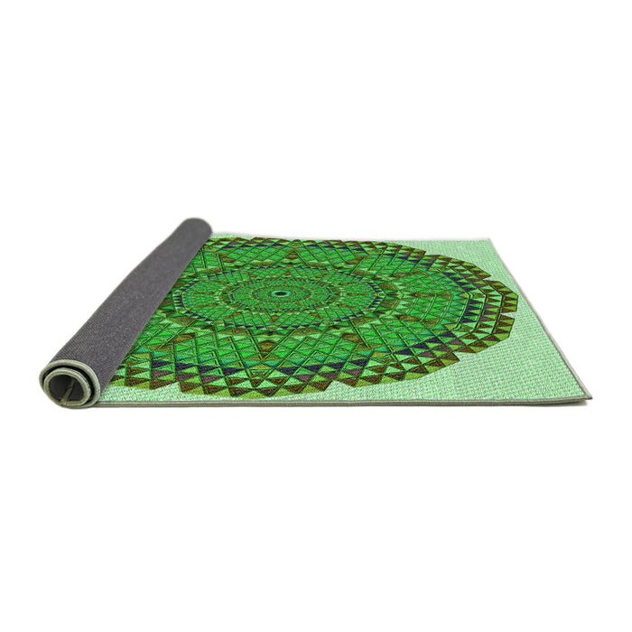 Thickness of Patterned Jade Green Rug, pat3711grn