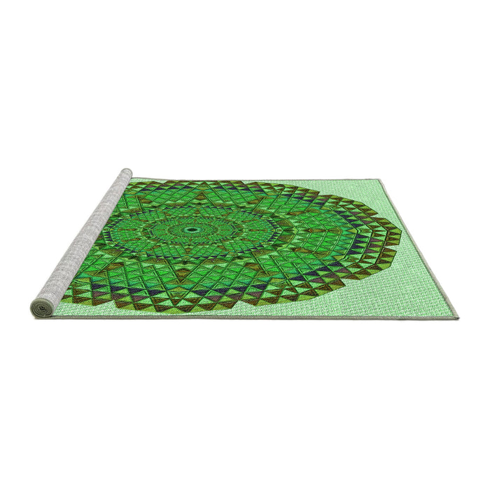 Sideview of Machine Washable Transitional Jade Green Rug, wshpat3711grn