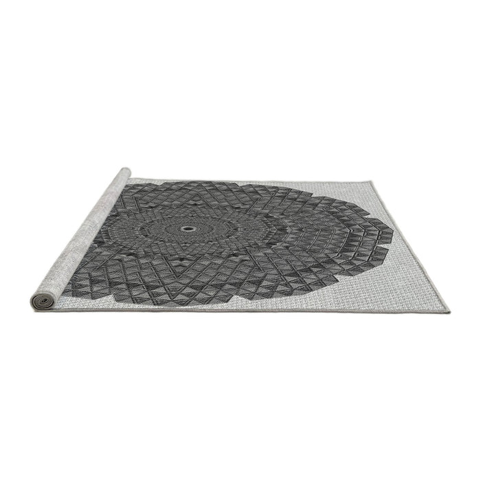 Sideview of Machine Washable Transitional Silver Gray Rug, wshpat3711gry