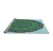 Sideview of Machine Washable Transitional Deep-Sea Green Rug, wshpat3711lblu