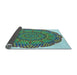 Thickness of Patterned Deep-Sea Green Rug, pat3711lblu