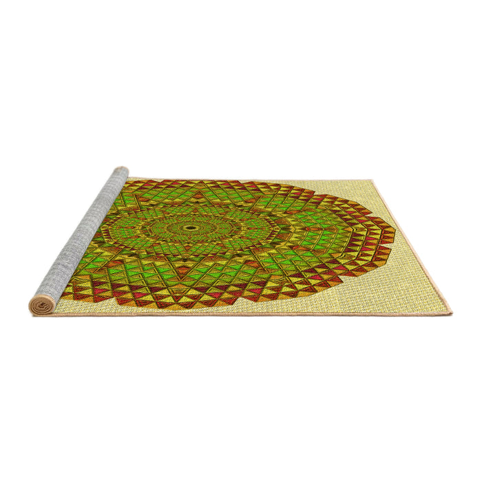 Sideview of Machine Washable Transitional Bold Yellow Rug, wshpat3711yw