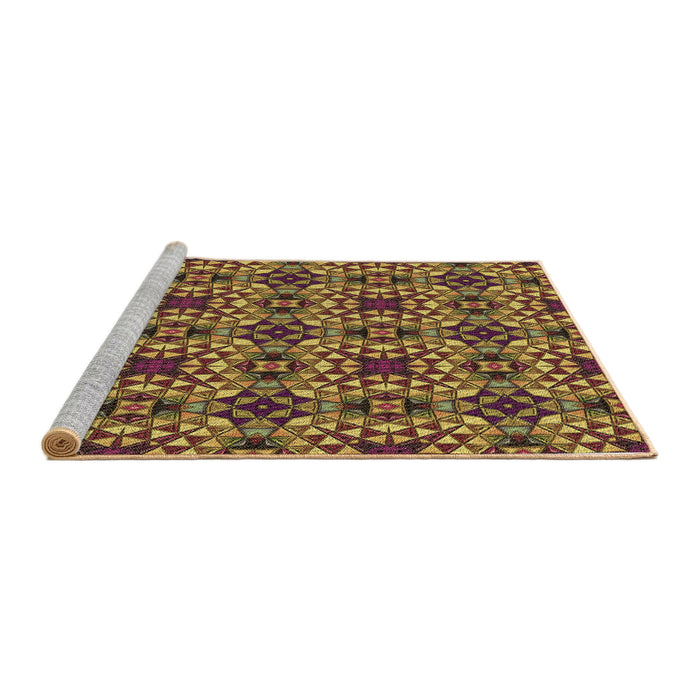 Sideview of Machine Washable Transitional Orange Gold Rug, wshpat3712brn