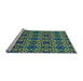 Sideview of Machine Washable Transitional Green Rug, wshpat3712lblu