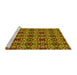 Sideview of Machine Washable Transitional Saffron Red Rug, wshpat3712yw