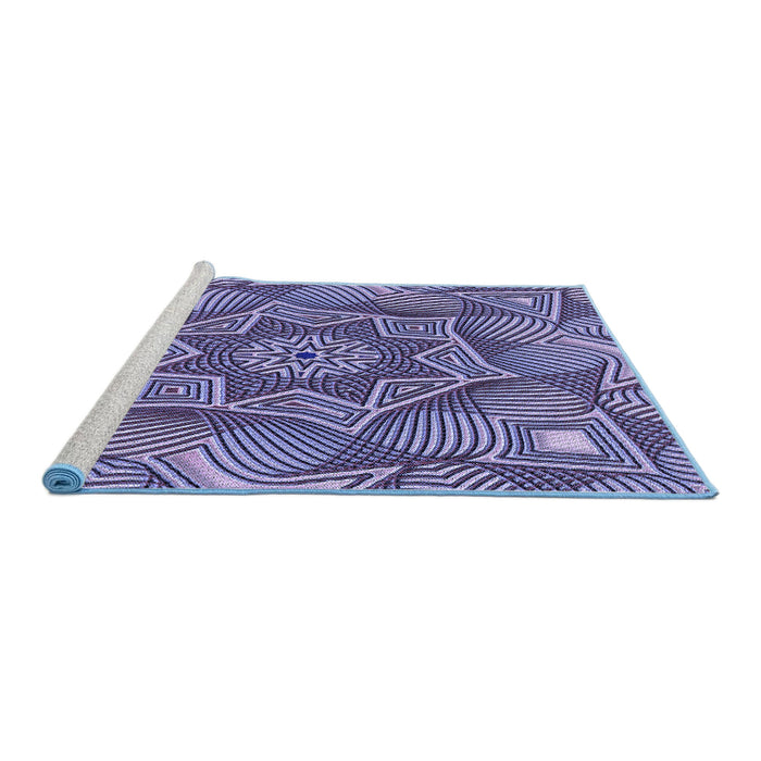 Sideview of Machine Washable Transitional Purple Mimosa Purple Rug, wshpat3714blu