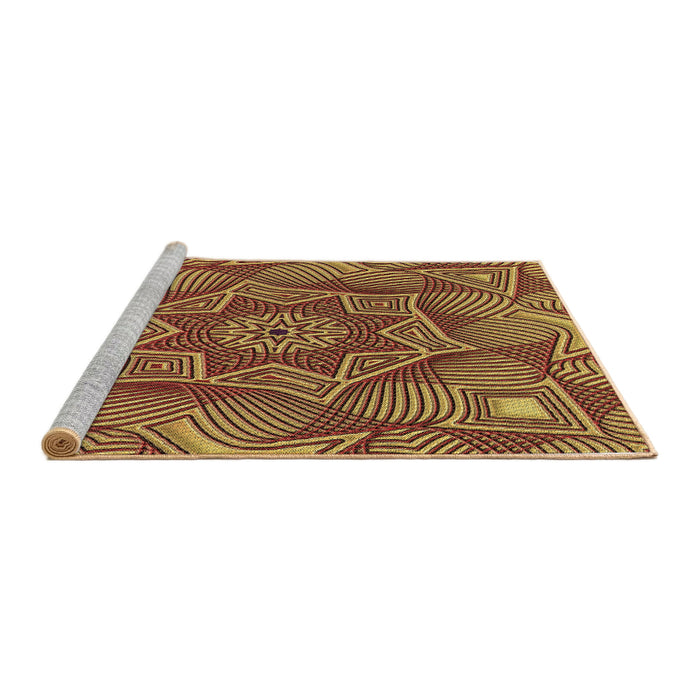 Sideview of Machine Washable Transitional Saffron Red Rug, wshpat3714brn