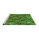 Sideview of Machine Washable Transitional Green Rug, wshpat3714grn