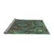 Sideview of Machine Washable Transitional Emerald Green Rug, wshpat3714lblu