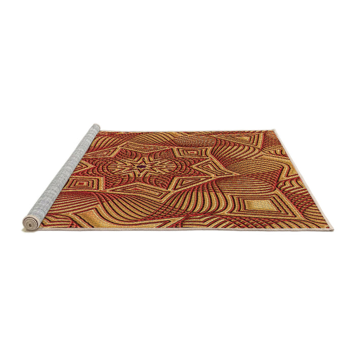 Sideview of Machine Washable Transitional Orange Rug, wshpat3714org