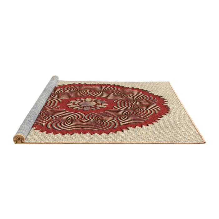 Sideview of Machine Washable Transitional Red Rug, wshpat3716brn