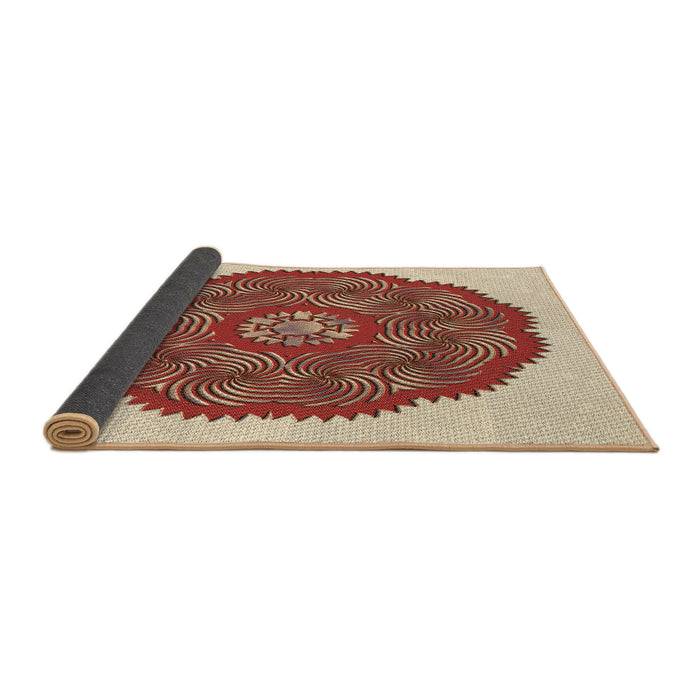 Thickness of Patterned Red Rug, pat3716brn