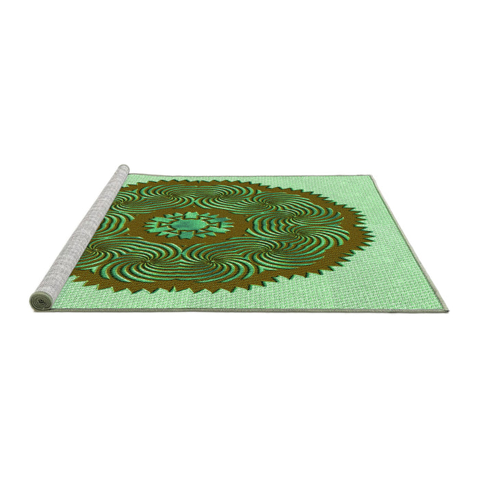 Sideview of Machine Washable Transitional Light Green Rug, wshpat3716grn