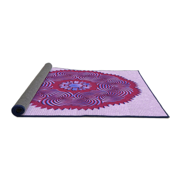 Thickness of Patterned Medium Violet Red Pink Rug, pat3716pur