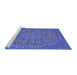 Sideview of Machine Washable Transitional Sky Blue Rug, wshpat3718blu