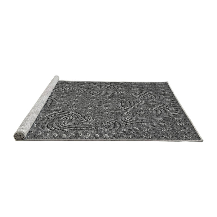 Sideview of Machine Washable Transitional Gunmetal Gray Rug, wshpat3718gry