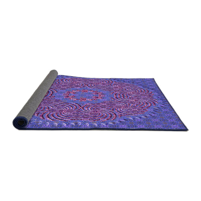 Thickness of Patterned Bright Purple Rug, pat3718pur