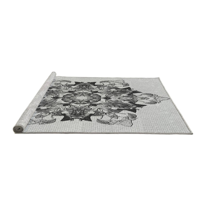 Sideview of Machine Washable Transitional Gray Rug, wshpat3719gry