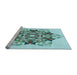 Sideview of Machine Washable Transitional Light Aquamarine Green Rug, wshpat3719lblu